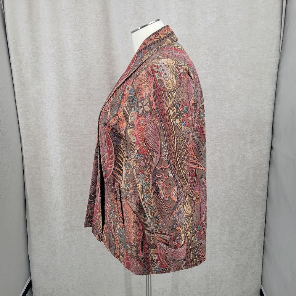 Blazer Smoking Jacket Swing Coat Jacquard Tapestry Abstract Paisley Vintage 80s - Picture 7 of 15